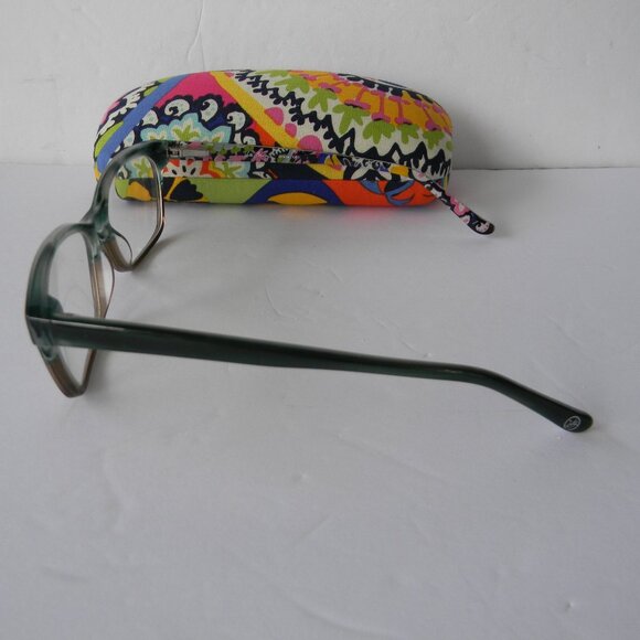 VERA BRADLEY RIO GREEN/GRAY PRESCRIPTION EYEGLASSES & CASE **FRAMES ONLY - Picture 2 of 7